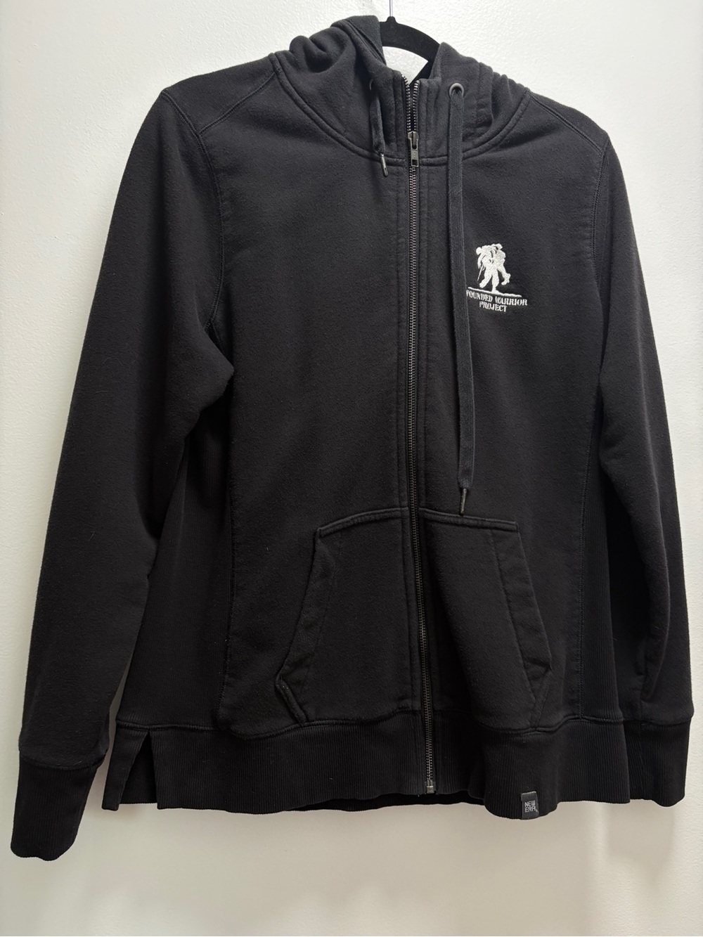 Black Full-Zip Unisex Hoodie with Wounded Warrior Project Logo - L - athletic